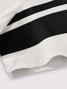 Manfinity Hypemode Men's Casual Classic Black And White Striped T-Shirt, Minimalist Design - Multicolor - View 4