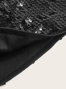 SHEIN ICON تنورة خصر عالي ترتر - الأسود - مشاهدة 5