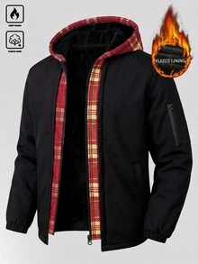 Manfinity Homme 萬聖節、聖誕節、新年禮物，男士夾克外套，時尚保暖內裡 - 彩色 - 查看 2