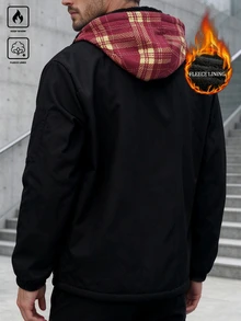 Manfinity Homme 萬聖節、聖誕節、新年禮物，男士夾克外套，時尚保暖內裡 - 彩色 - 查看 5
