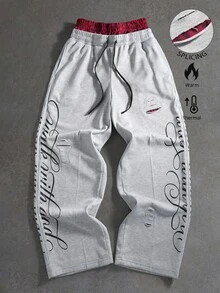ROMWE MEN Men's Streetwear Patchwork Distressed 2 In 1 Loose Fit Sweatpants - Grey - View 1