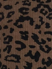 Juhart Plus Size Women's Autumn/Winter Corduroy Leopard Print Zip-Up Open Front Pocket Casual Elegant Commuter Jacket Coat Fall - Brown - View 3