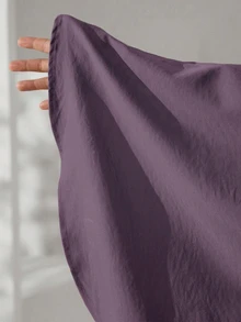 Veilorie Plus Size Solid Color Regular-Shoulder Long Sleeve Pleated Front Button Loose Elegant Modest 2 Pieces Set Fall Formal Dusty Pink Brunch Party Morning - Dusty Purple - View 8