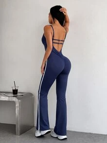 SHEIN Dewbera Women's Colorblock Casual Daily Camisole Sports Jumpsuit - Navy Blue - View 2