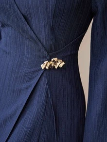 Veilorie Plus Size Ruched Dress With Metal Decoration - Navy Blue - View 7