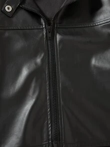 SHEIN Teen Girl Fall Black Slim Fit Cropped Zip-Up Jacket, Streetwear, Autumn, Fall, Holiday - Black - View 5