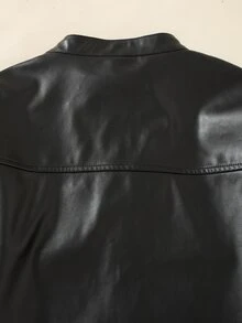 SHEIN Teen Girl Fall Black Slim Fit Cropped Zip-Up Jacket, Streetwear, Autumn, Fall, Holiday - Black - View 6