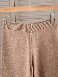 SHEIN Tween Girl Knit Solid Color Crew Neck Loose Casual Sweater And Long Pants 2 Pieces Set - Multicolor - View 9