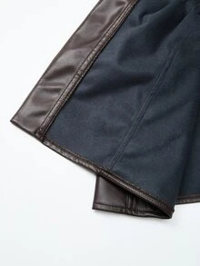 Heiryn Women's Autumn Fashion Waist-Cinching Double Pocket Jacket - Coffee Brown - View 9