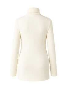 Momance Maternity Apricot Pullover High Neck Long Sleeve Knit Top - Apricot - View 6