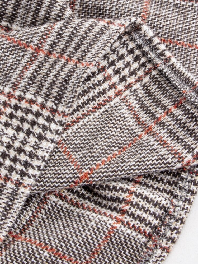 Momance Maternity Dress Autumn Vintage Plaid Tank Dress High Neck Knitted Base Layer Cinched Waist A-Line Short Strap Dress 2 Pieces Set - Brown - View 11