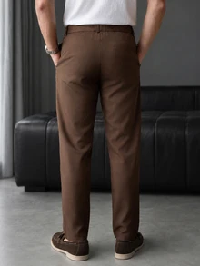 JOLTRO Men's Business Style Solid Brown Western Formal Pants, Men Slim Fit Pants, Slim Fit Men Pants Formal, Ceremony - Coffee Brown - View 2
