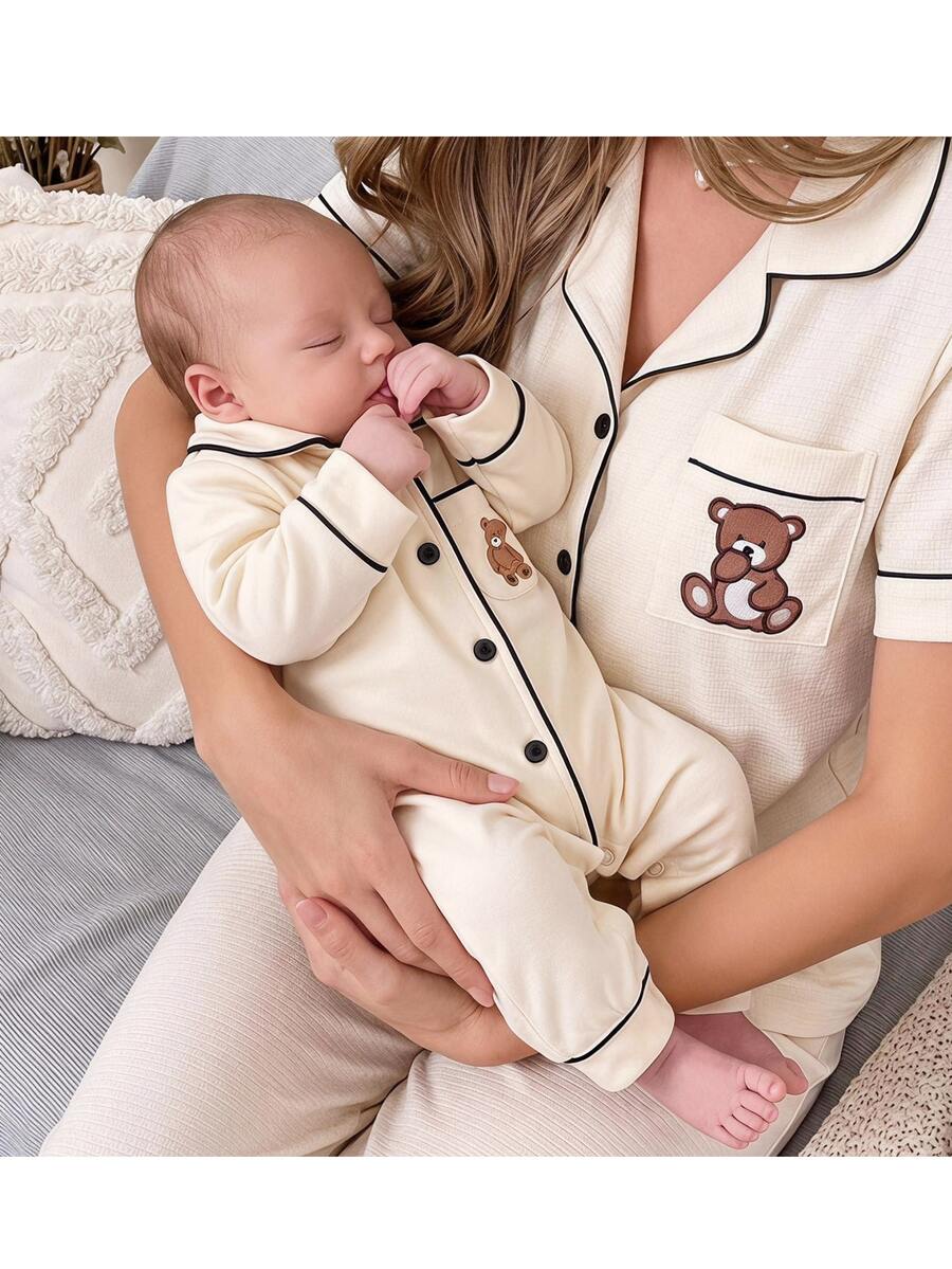 SHEIN Piyama Bayi Perempuan - Aprikot - View 1