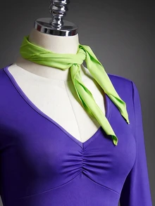 SHEIN ICON 3pcs Women's Halloween Costume Cosplay Party Purple Cartoon Colorblock Ruched Bust Crop Tee & Bodycon Skirt & Scarf - Purple - View 7