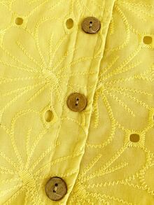PrepCrw 1pc Young Girls' Elegant Embroidered Petal Sleeve Square Collar Blouse, Suitable For Outings, Gatherings, Festivals, Spring, Summer, Weddings - Yellow - View 5