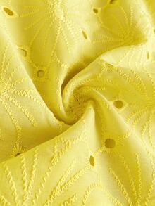 PrepCrw 1pc Young Girls' Elegant Embroidered Petal Sleeve Square Collar Blouse, Suitable For Outings, Gatherings, Festivals, Spring, Summer, Weddings - Yellow - View 6