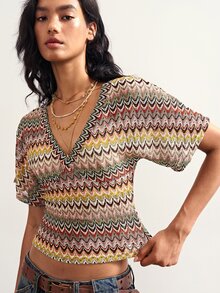 Bohemela Women's Summer Casual Striped Waist-Cinched T-Shirt - Multicolor - View 5
