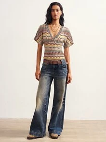 Bohemela Women's Summer Casual Striped Waist-Cinched T-Shirt - Multicolor - View 7