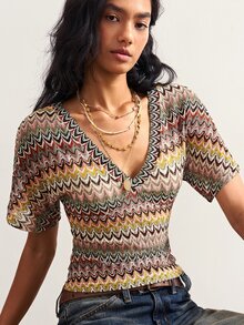 Bohemela Women's Summer Casual Striped Waist-Cinched T-Shirt - Multicolor - View 1