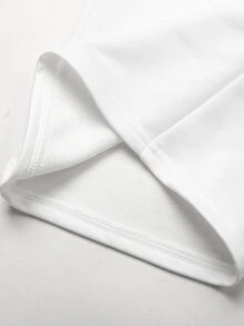 SHEIN 青少年女孩針織白色兒童腰帶抽褶寬鬆寬腿休閒運動長褲 - 白色 - 查看 6