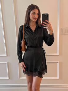 Easowa Casual Sexy Relaxed Elegant Commute Night Out Cocktail Fall Women's Short Dress Halloween Black - Black - View 1