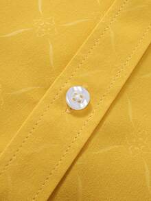 Calvornis Men Button Down Long Sleeve Slim Fit Business Formal Dress Shirt, Business Casual Shirt For Wedding, Fall, Ceremony - Yellow - View 7