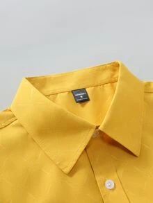 Calvornis Men Button Down Long Sleeve Slim Fit Business Formal Dress Shirt, Business Casual Shirt For Wedding, Fall, Ceremony - Yellow - View 6
