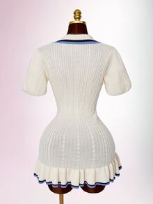 Amplova Women's Preppy Knit Mini Dress - Apricot - View 12