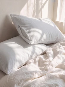 1pc Super Soft Comfortable Waterproof Pillowcase Without Filler, White Simple Bed Pillow Cover For Bedroom - White - View 6