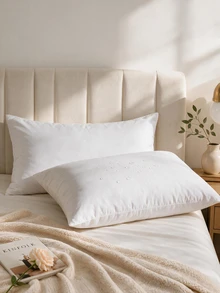 1pc Super Soft Comfortable Waterproof Pillowcase Without Filler, White Simple Bed Pillow Cover For Bedroom - White - View 4