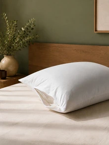 1pc Super Soft Comfortable Waterproof Pillowcase Without Filler, White Simple Bed Pillow Cover For Bedroom - White - View 7