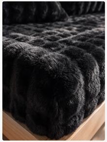1pc Flannel Bubble Fitted Sheet, Black Bedding, Comfortable Home Textile, Soft Mattress Cover, Deep Pocket Design, Fitted Sheet Only (Pillowcase Not Included), Machine Washable, Suitable For Twin, Full, Queen, King Size Beds, Winter Decor - Black - View 5