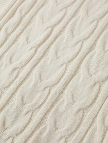 SHEIN Áo vest len dệt kim thường ngày cho bà bầu, thắt nút eo, họa tiết vặn thừng, mùa đông - Màu be - Xem 8