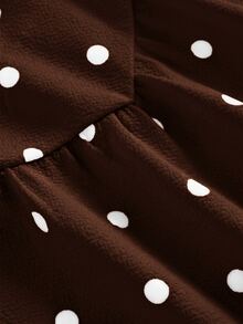 Young Girl Young Girl Young Girl Casual Fashion Polka Dot Halter A-Line Dress - Coffee - View 3