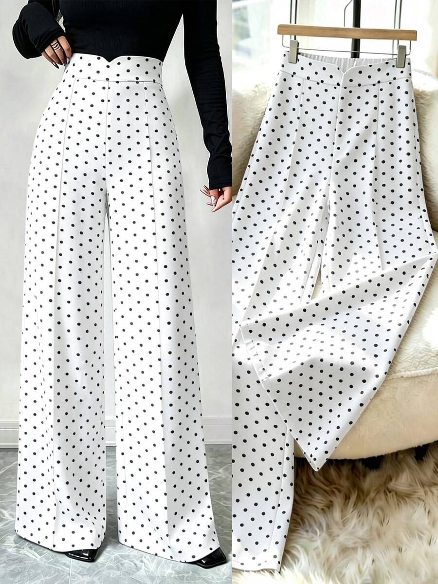 EMERY ROSE Women's Polka Dot Casual Daily Wear Long Pants - Multicolor - View 1