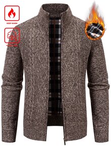 Manfinity Homme 男士純色休閒百搭日常穿搭開襟衫 - 咖啡棕 - 查看 1