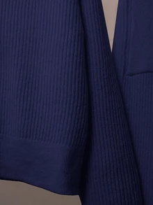 Calvaya Conjunto de 2 piezas para mujer elegante azul marino de punto acanalado, cárdigan con cuello y botones, pantalones de punto con bolsillo y lazo delantero, conjunto de suéter casual de otoño para estar en casa - Azul Marino - Ver 6