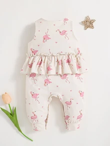 SHEIN Peto De Niños Pequeños Sin Mangas Y Cuello Redondo Con Patrón De Flamencos - Multicolor - Ver 2