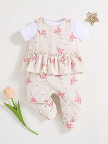 SHEIN Peto De Niños Pequeños Sin Mangas Y Cuello Redondo Con Patrón De Flamencos - Multicolor - Ver 7