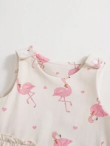 SHEIN Peto De Niños Pequeños Sin Mangas Y Cuello Redondo Con Patrón De Flamencos - Multicolor - Ver 3
