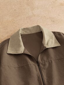 EASEVO Men's Plus Size Colorblock Lapel Long Sleeve Zip-Up Casual Shacket Plus Size Jacket,Men Plus Size,Plus Size Men,Halloween Winter Party Autumn - Brown - View 5