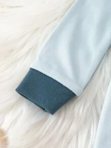 男孩卡通動物印花圓領長袖修身家居服套裝 聖誕睡衣 貼身款 - 淺藍色 - 查看 5