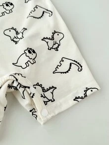 SHEIN 3pcs Newborn Baby Boy Cute Summer Knitted Cartoon Dinosaur Pattern Sleeveless Romper Set - Multicolor - View 4