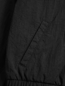 SHEIN 青少年女孩秋季新款波點圖案寬鬆立領外套 職業日校園穿搭 黑色街頭風 - 黑色 - 查看 7