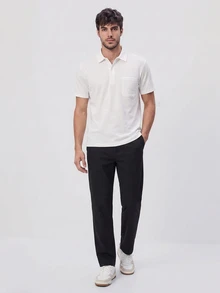 TekDrob 4-Way Stretch & Anti-Wrinkle Utility Boxy Polo Shirt With Relaxed Fit And Soft Touch - White - View 5