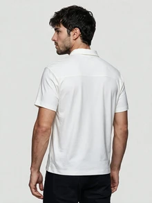 TekDrob 4-Way Stretch & Anti-Wrinkle Utility Boxy Polo Shirt With Relaxed Fit And Soft Touch - White - View 6