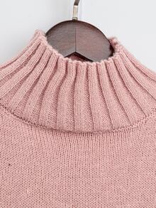Calvaya 2pcs Women's Solid Stand Collar Sweater Top And Belted Knit Midi Skirt Set, Fall/Winter - Coral Pink - View 6