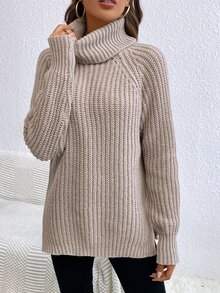 SHEIN LUNE Women Sweaters Plain Casual - Aprikot - View 5
