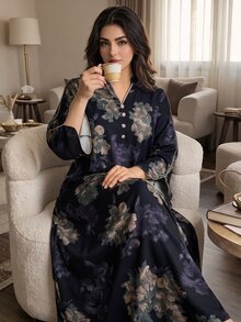 Al Najma Plus Size Women Arab Style Casual Dress, Minimalist Fashion For Everyday Wear Modest - Multicolor - View 1