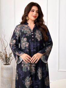 Al Najma Plus Size Women Arab Style Casual Dress, Minimalist Fashion For Everyday Wear Modest - Multicolor - View 5